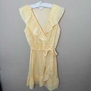 NWT LC Lauren Conrad Eyelet Dress Womens Medium Yellow Coastal Cowgirl Cottage